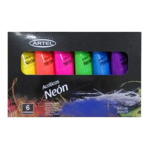 Set Pintura Acrilica Flúor Neón Artel.