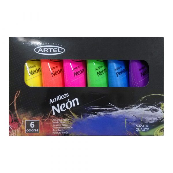 Set Pintura Acrilica Flúor Neón Artel.