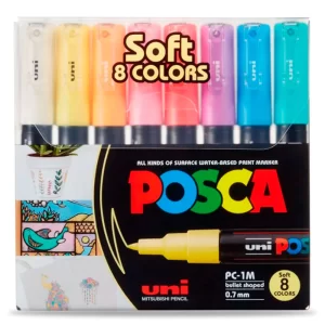 SET MARCADOR POSCA 1M 8 COLORES PASTEL