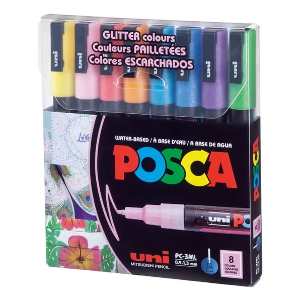 POSCA MARCADOR ACRILICO SET 3MX8 COL GLITTER