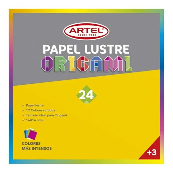 Papel Lustre Origami Hojas 16 x 16 cm Pack de 24 ARTEL